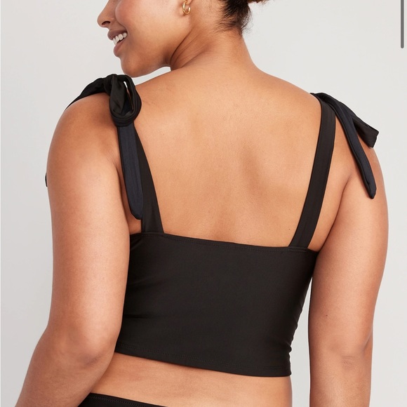 2 FOR 20 Old Navy Tie-Shoulder Underwire Tankini Swim Top for Women NWT in Black - Picture 3 of 4